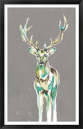 Framed Solitary Deer II Print