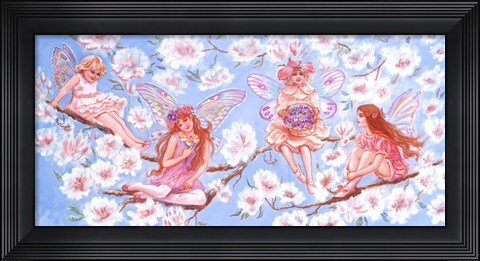 Framed Four Fairies On A Branch Print