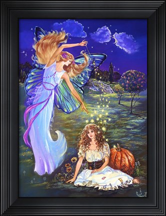 Framed Cinderella And Fairy Godmother Print