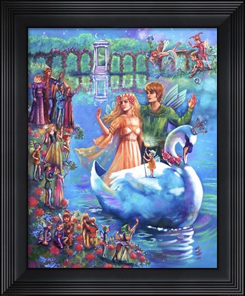 Framed Fairy Swan Ride Print