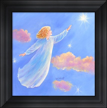 Framed Girl Flying Toward A Star Print