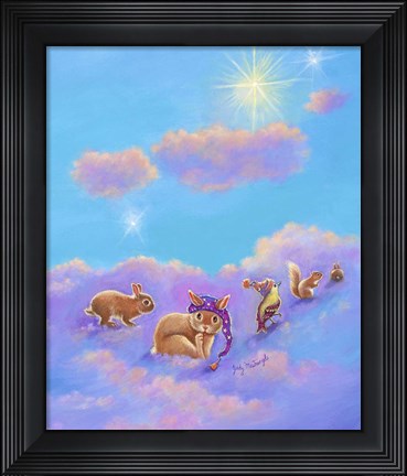 Framed Girl and Animals in Clouds II Print