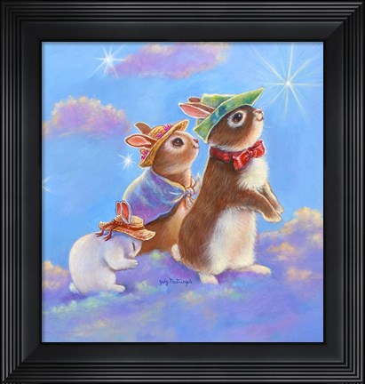 Framed Mice, Squirrel and Bunny family in Clouds II Print