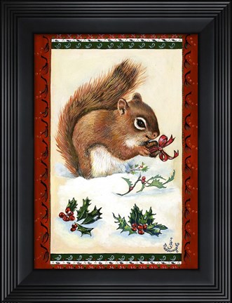 Framed Squirrel&#39;s Christmas Gift Print