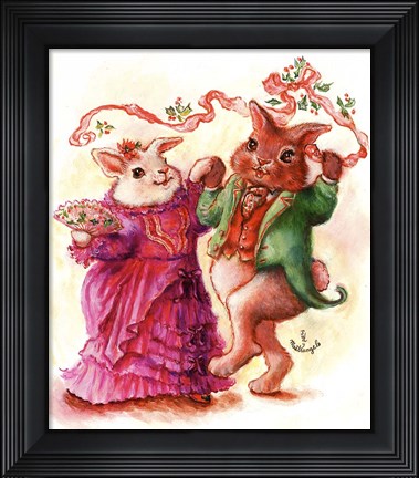 Framed Christmas Bunny Dancers Print