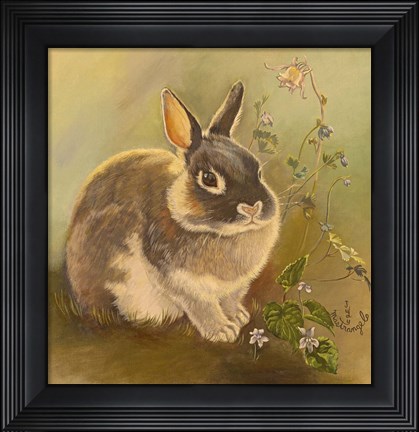 Framed Rabbit In Columbine Print