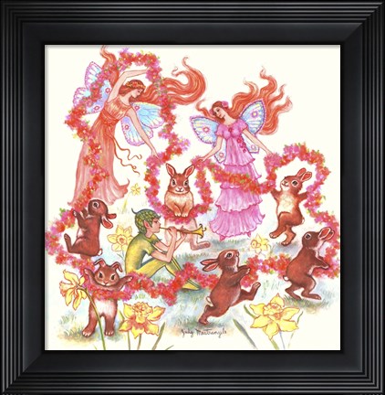 Framed Spring Bunny Dance Print