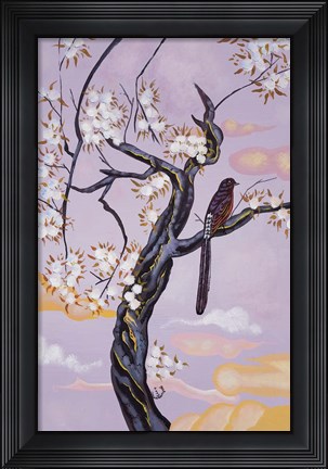 Framed Bird On Lavender Print