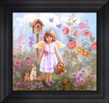 Framed Gardening Angel Print