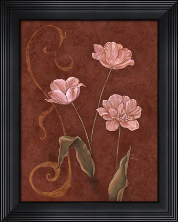 Framed Tulips With Scroll 1 Print