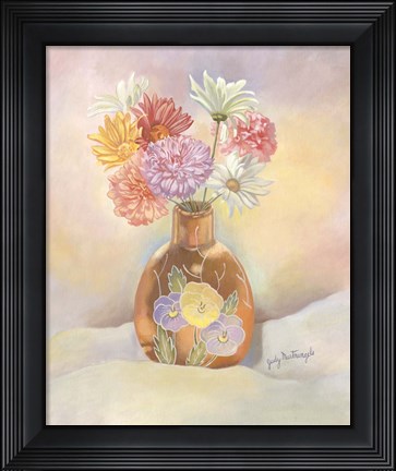 Framed Vase Of Mums Print