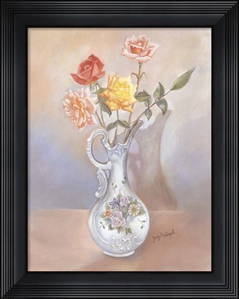 Framed Vase Of Roses Print