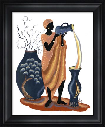 Framed Standing And Pouring Orange Dress Print