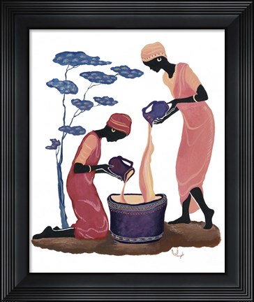 Framed Two Women Pouring Print