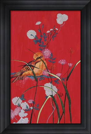 Framed Bird On Red Print