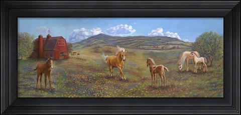 Framed Horses And Barn Print