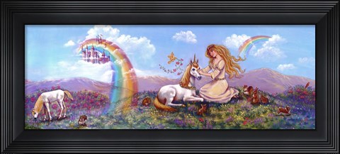 Framed Princess And Unicorn Border Print