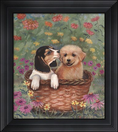 Framed Beagle And Golden Retriever Print