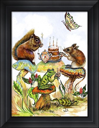Framed Mushroom Birthday Tea Party Print