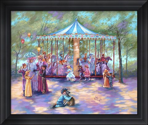 Framed Blue Carousel Print