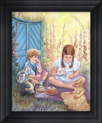 Framed Foxglove Tea Party Print