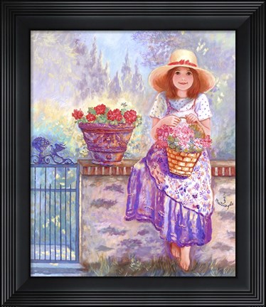 Framed Geraniums - Garden Gates Print