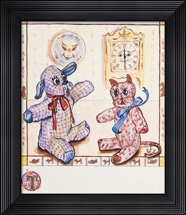 Framed Gingham Dog And Calico Cat Print