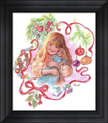 Framed Little Girl's Christmas Print