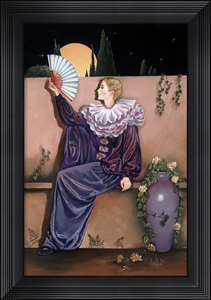 Framed Pierrot With Fan Print