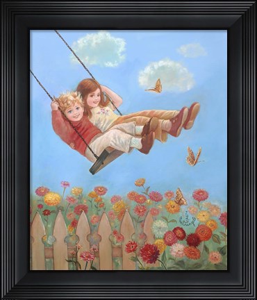 Framed Zinnias Print