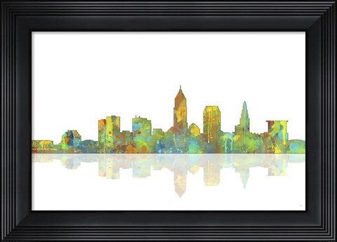 Framed Cleveland Ohio Skyline 1 Print