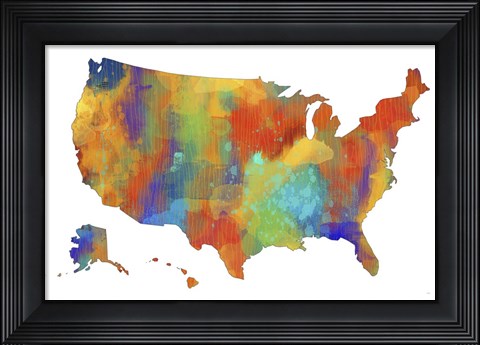 Framed U.S.A. Map 2 Print