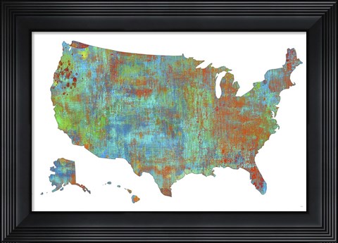 Framed U.S.A. Map 3 Print