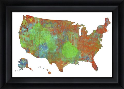 Framed U.S.A. Map 4 Print