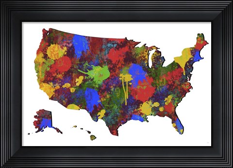 Framed U.S.A. Map 7 Print