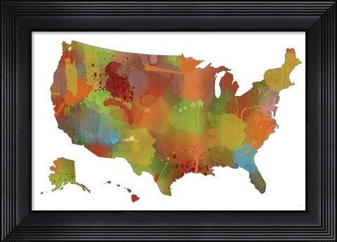 Framed U.S.A. Map 9 Print