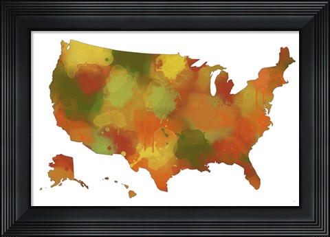Framed U.S.A. Map 10 Print