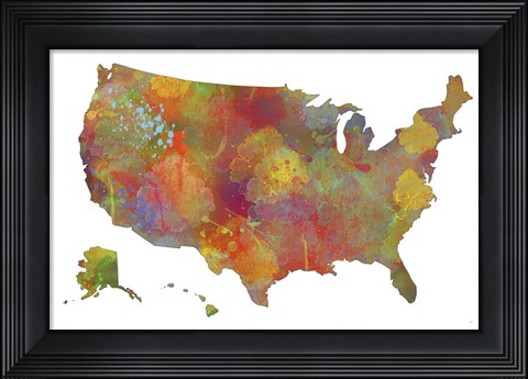 Framed U.S.A. Map 11 Print