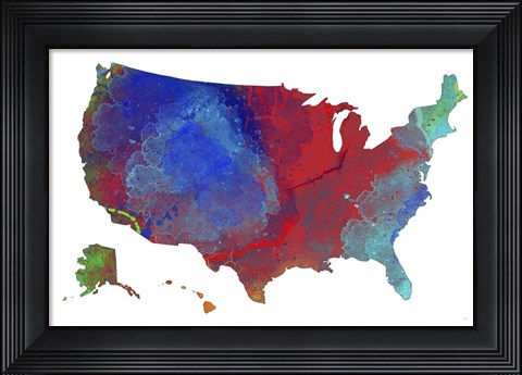 Framed U.S.A. Map 12 Print