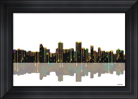 Framed Anchorage Alaska Skyline BW 1 Print