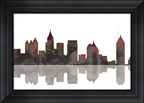 Framed Atlanta Georgia Skyline BW 1 Print