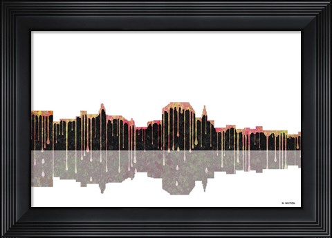 Framed Augusta Maine Skyline BW 1 Print