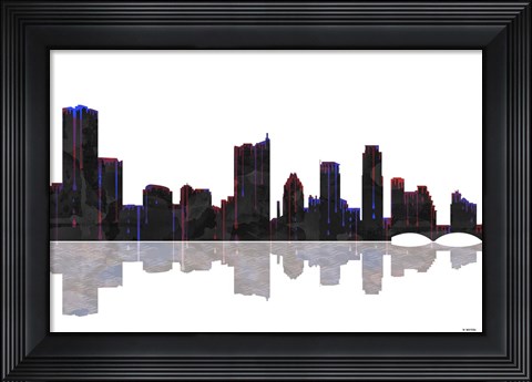 Framed Austin Texas Skyline BW 1 Print