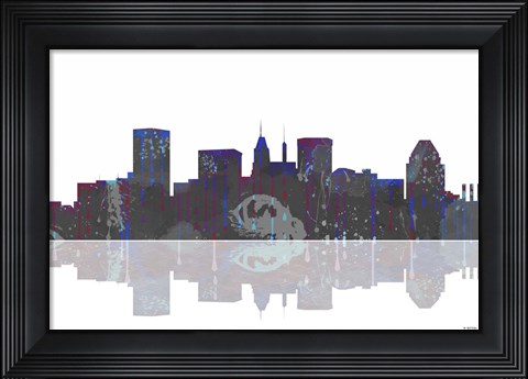 Framed Baltimore Maryland Skyline BW 1 Print