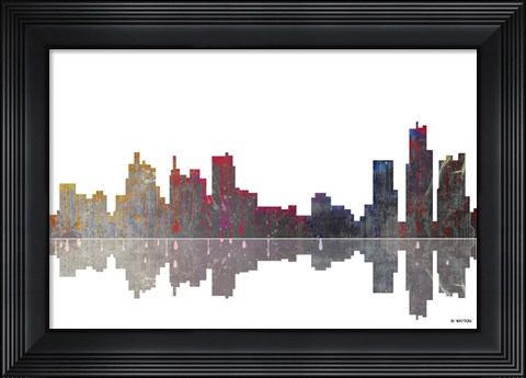 Framed Boston Massachusetts Skyline BW 1 Print