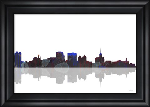 Framed Buffalo New York Skyline BW 1 Print