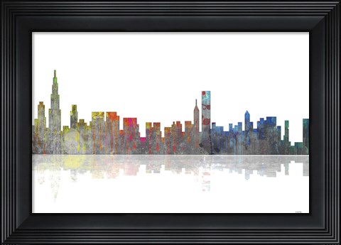 Framed Chicago Illinois Skyline BW 1 Print