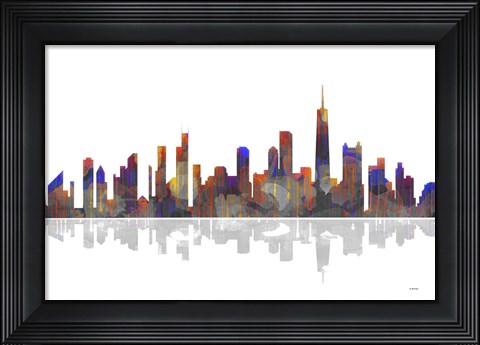 Framed Chicago Illinois Skyline BW 2 Print