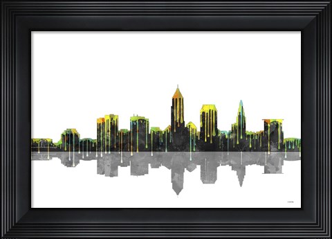 Framed Cleveland Ohio Skyline BW 1 Print