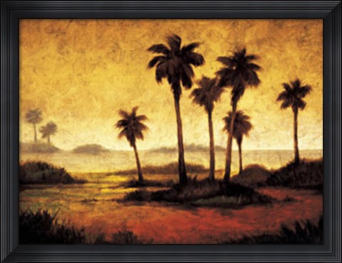 Framed Sunset Palms I Print